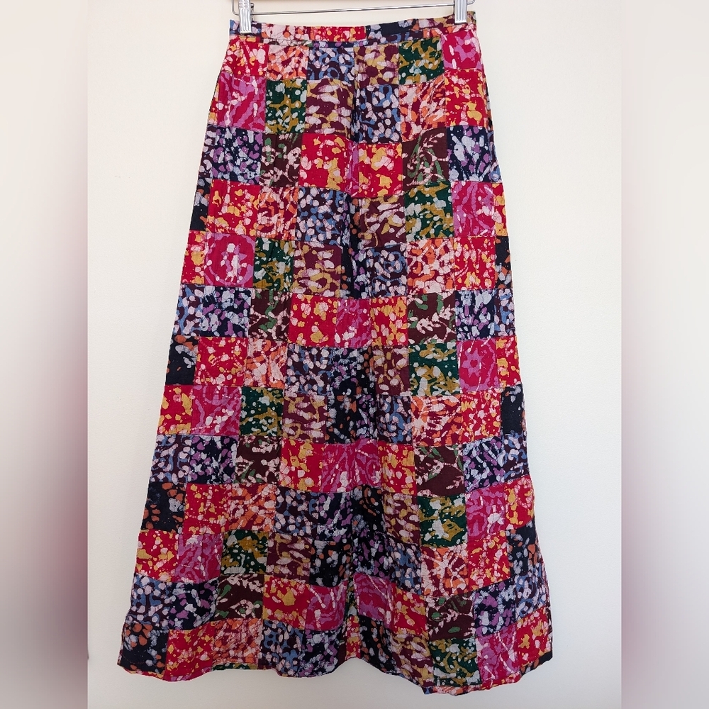 Batik  Multi-Colored Patchwork Maxi Skirt Small